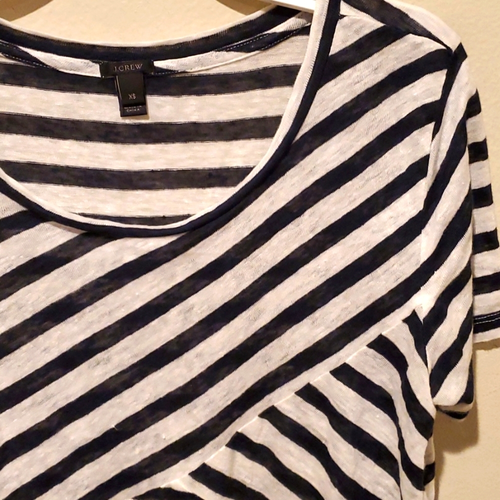 ❤ J CREW 100% LINEN  STRIPED TOP, XS - Picture 2 of 4